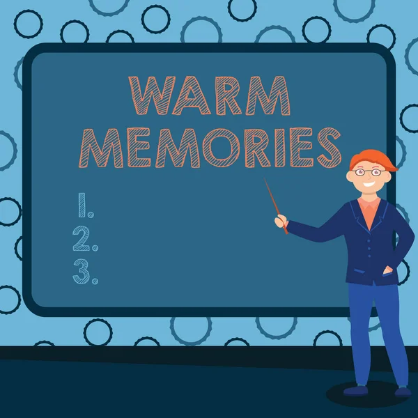 Hand writing sign Warm Memories. Word Written on reminiscing the unforgettable collection of past events Abstract Professor Giving Lectures, Explaining And Reporting Concept — Stock Photo, Image