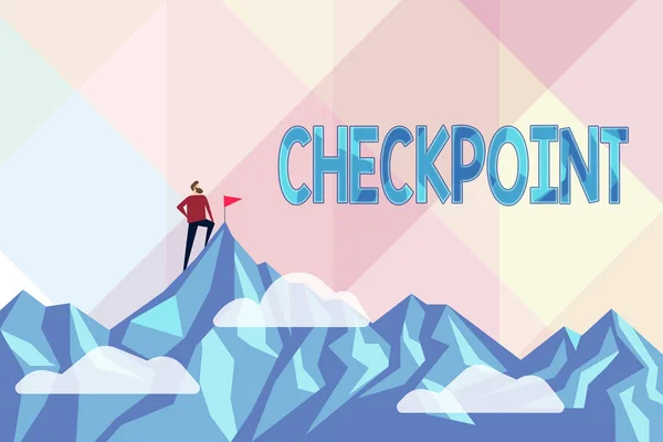 Conceptuele bijschrift Checkpoint. Concept betekent bemande entree, waar reizigers worden onderworpen aan veiligheidscontroles Abstract Het bereiken en bereiken van het doel, Resultaat van hard werken Concepten — Stockfoto