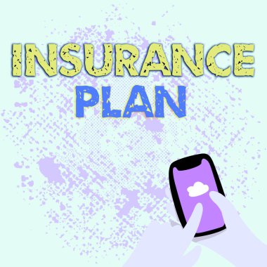 El yazısı sigortası planı. Kavramsal fotoğraf, bir işçinin Soyut Yayılma İletisi Çevrimiçi, Küresel Bağlantı Konseptleri başlıklı risk yönetimini içerir