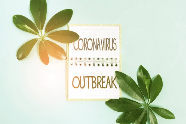 Signo de texto que muestra el brote de Coronavirus. Foto conceptual enfermedad infecciosa causada por recién descubierto COVID19 Creación de la naturaleza Tema Blog Contenido, Prevención de la pérdida del medio ambiente — Foto de Stock