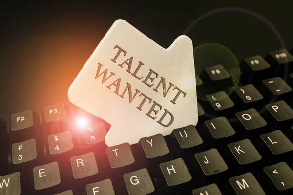 Segno di scrittura a mano Talent Wanted. Metodo di concetto di business per identificare ed estrarre i talenti pertinenti Inserimento di nuovi codici di programmazione, digitazione di brevi storie emotive — Foto Stock