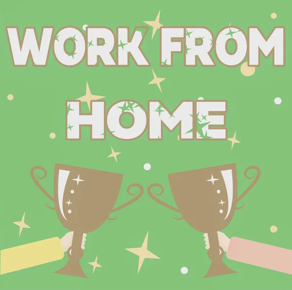 Conceptual display Work From Home. Word Written on communicating with the company mainly from home flexibly Abstract Victory Reward Ceremony, Celebrating New Winner Concept — Stock Photo, Image