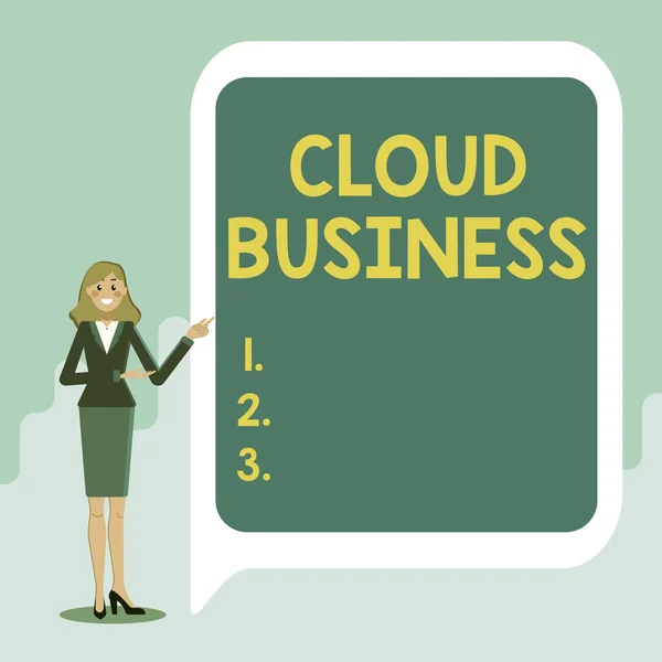Znaki pisma ręcznego Cloud Business. Internetowe dostarczanie usług przez biznes udostępnianych użytkownikom Wyświetlanie ważnych informacji, Prezentacja nowych pomysłów — Zdjęcie stockowe