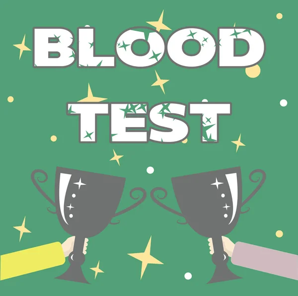 Hand writing sign Blood Test. Word for Extracted blood sample from an organism to perfom a laboratory analysis Abstract Victory Reward Ceremony, Celebrating New Winner Concept — Stock Photo, Image