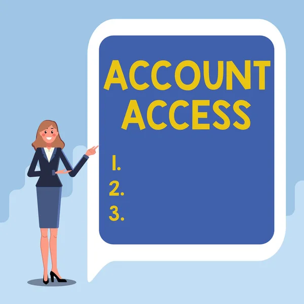 Inspiration showing sign Account Access. Business concept full privilege for the owners to manage their an individualal data Displaying Important Informations, Presentation Of New Ideas — Stock Photo, Image