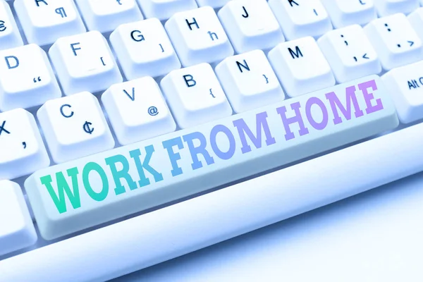 Inspiration showing sign Work From Home. Business concept communicating with the company mainly from home flexibly Typing Online Member Name Lists, Creating New Worksheet Files — Stock Photo, Image