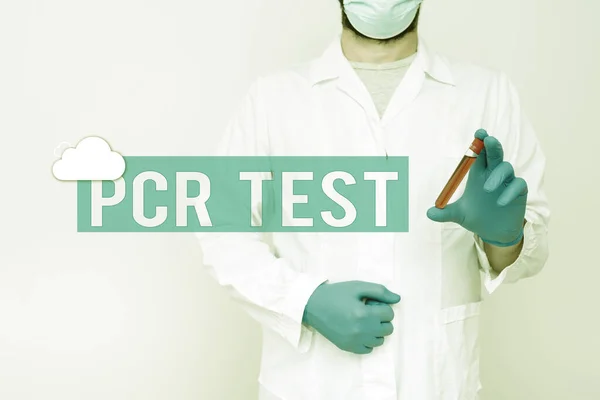Inspiráló szöveg PCR teszt. Üzleti koncepció a vírusgenom minőségi kimutatása a DNS-vegyész rövid szekvenciáján belül Vérminta bemutatása, Tudós Elemző Kutatási minta — Stock Fotó
