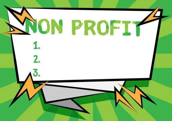 非営利を示すテキスト記号。事業概要利益を主な目的としない活動または実施していない活動概要緊急メッセージの表示、新着情報 — ストック写真