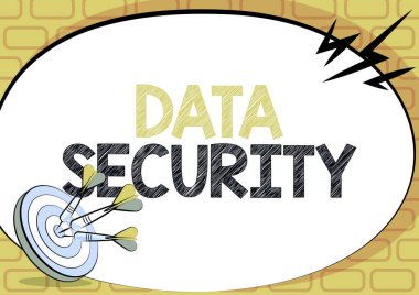 Veri Güvenliğini sunan metin başlığı. İş fikri önemli bir bireysel veriyi yetkisiz erişimden korudu Hedefi Vurma Konsepti, Soyut Duyurma Hedefi Hakkında Sunum Mesajı