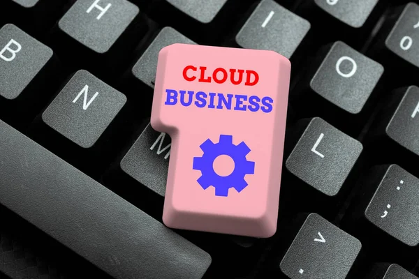 Концептуальний підпис Cloud Business. Інтернет-концепція Інтернет-доставка послуг, доступних користувачам Написання Ліцензійної угоди кінцевого користувача, Введення нового мережевого пароля — стокове фото