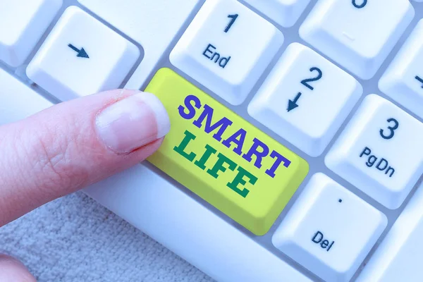 Text som visar inspiration Smart Life. Word för teknik som arbetar för att göra livet roligt och bekvämt Skriva Matlagning Lesson Guidebook, Retyping nya online-riktlinjer — Stockfoto