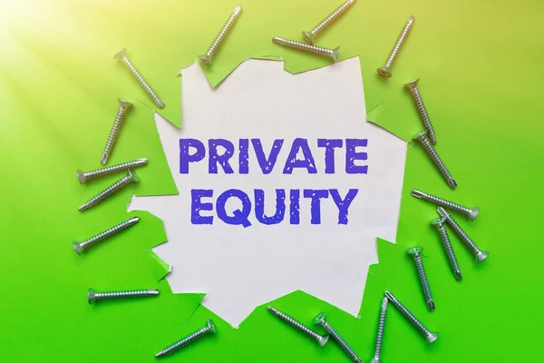 Handschriftliches Zeichen Private Equity. Word Geschrieben auf Kommanditgesellschaften bestehend aus Fonds, die nicht an der Börse gehandelt werden Workshop Improvement Ideas Produktivität Inspirationen und Lösungen — Stockfoto