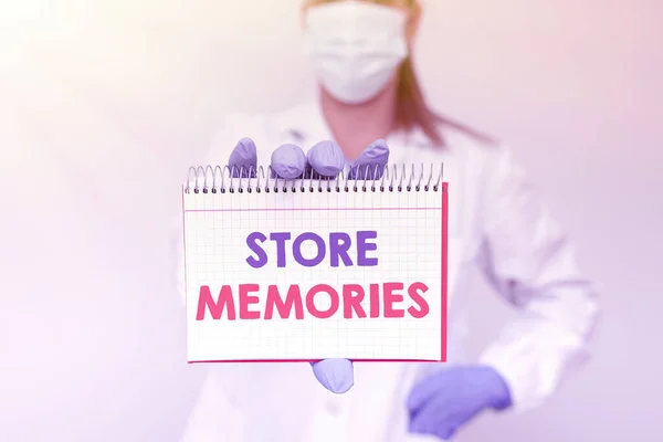 Metin başlığı mağaza anılarını sunar. İş kavramı, daha önce elde edilmiş tıbbi fikirleri sunan ve yeni bilimsel keşifleri sunan veri giriş ve depolama süreci — Stok fotoğraf