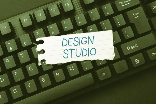 Text sign showing Design Studio. Business approach work environment specifically for designers and artisans Typing New Educational Textbook, Abstract Retyping Old Essay Online — 图库照片