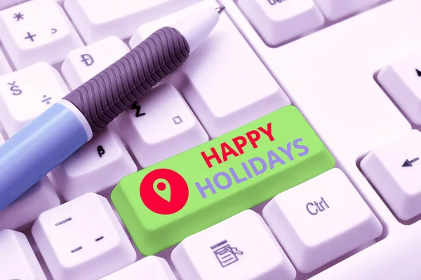 Conceptual caption Happy Holidays. Business approach observance of the Christmas spirit lasting for a week Creating New Word Processing Program, Fixing Complicated Programming Codes