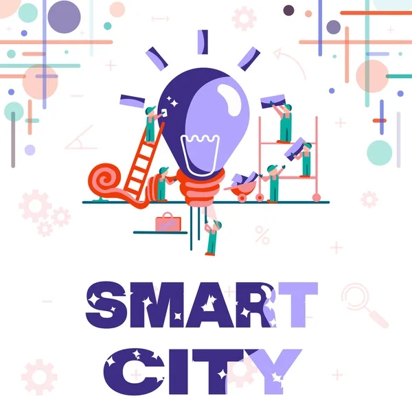 Znak tekstowy pokazujący Smart City. Przegląd biznesu obszar miejski, który wykorzystuje technologie komunikacyjne do gromadzenia danych Abstract Working Together For Better Results, Group Effort Concept — Zdjęcie stockowe