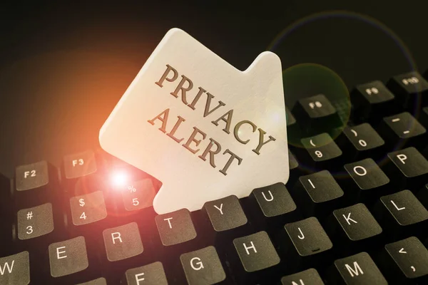 Conceptueel bijschrift Privacy Alert. Zakelijke aanpak waarschuwt de gebruiker voor het risico dat uw gegevens kan stelen Het invoeren van nieuwe programmeercodes, Typ Emotionele Korte Verhalen — Stockfoto