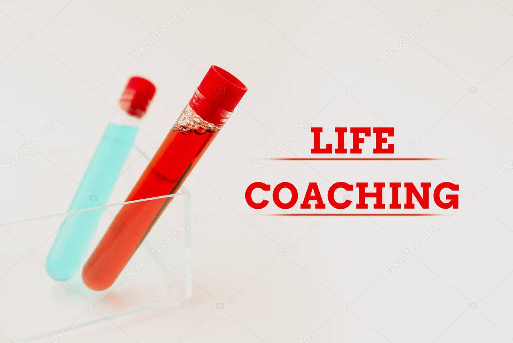 Handwriting text Life Coaching. Business idea Improve Lives by Challenges Encourages us in our Careers Presenting Medical Samples Laboratory Testing New Virus Medicine