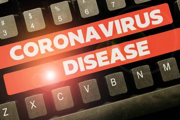 Text caption presenting Coronavirus Disease. Word Written on defined as illness caused by a novel virus SARSCoV2 Retyping Download History Files, Typing Online Registration Forms — стокове фото