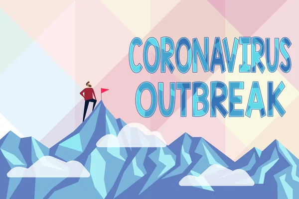 Texto que muestra inspiración Brote de Coronavirus. Palabra para las enfermedades infecciosas causadas por el recién descubierto COVID19 Resumen Alcanzar y alcanzar la meta, resultado de los conceptos de trabajo duro — Foto de Stock