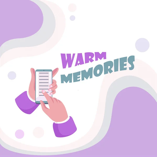 Sign displaying Warm Memories. Business overview reminiscing the unforgettable collection of past events Abstract Spreading Message Online, Global Connectivity Concepts — Stock Photo, Image