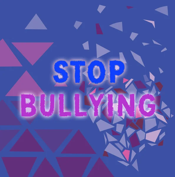 Leyenda conceptual Stop Bullying. Idea de negocio expresando su campaña contra la violencia hacia las víctimas Imagen de fondo de pantalla colorido, Diseño de efectos de trituración, Diseños de patrones geométricos — Foto de Stock