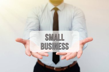 Metin gösterimi küçük işletme yazılıyor. Kavramsal fotoğraf, sınırlı büyüklüğüyle bilinen bireysel bir işletme Yeni Planlar ve Fikirler Gösterme Planlama Süreci