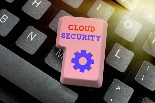 Testo che mostra ispirazione Cloud Security. Business showcase Imporre un sistema sicuro di dati esistenti in Internet Typewriting Accordo di licenza per l'utente finale, Digitare una nuova password di rete — Foto Stock