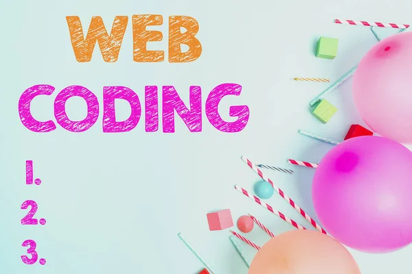 Writing displaying text Web Coding. Business concept a system of symbols and rules used to represent instructions Colorful Birthday Party Designs Bright Celebration Planning Ideas