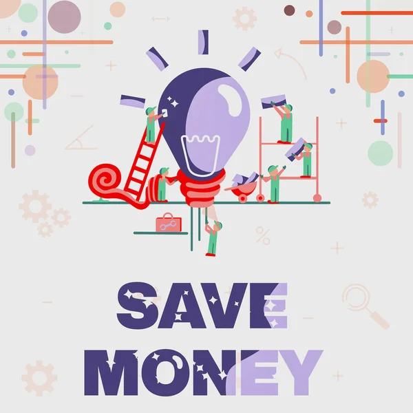Znak tekstowy pokazujący Save Money. Internet Concept to budget or put money aside for the future or emergency Abstract Working Together For Better Results, Group Effort Concept — Zdjęcie stockowe