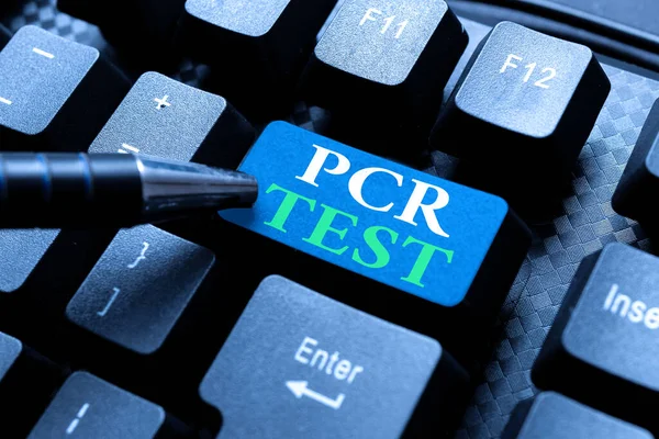 Handwriting text Pcr Test. Word Written on qualitative detection of viral genome within the short seqeunce of DNA Abstract Typing New Business Slogan Message, Writing Market Strategies