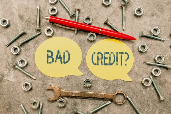 Handwriting text Bad Credit Question. Word for a bad credit score due to nonpayment of loans New Ideas Brainstoming For Maintenance Planning Creative Thinking Pen — Stock Photo, Image