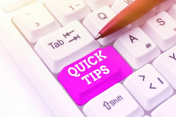 Text showing inspiration Quick Tips. Business concept small but particularly useful piece of practical advice Publishing Typewritten Documents Online, Typing Long Term Contract — Stock Photo, Image