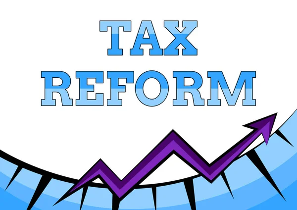 Text Daňová reforma. Obchodní koncepce vládní politika o výběru daní s vlastníky podniků Abstraktní graf Prezentace pokroku, posun vpřed a zlepšení koncepce — Stock fotografie