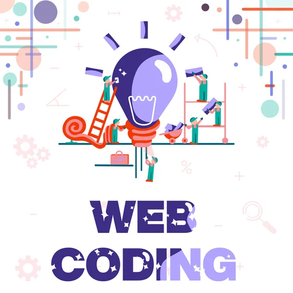 Conceptual caption Web Coding. Internet Concept a system of symbols and rules used to represent instructions Abstract Working Together For Better Results, Group Effort Concept