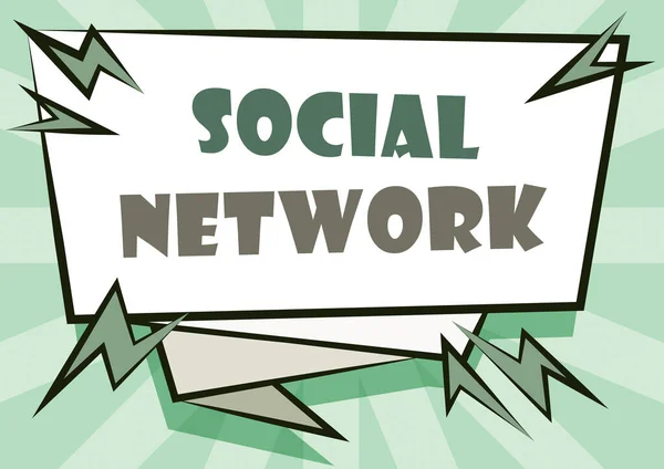 Bildunterschrift: Das soziale Netzwerk. Geschäftskonzept: ein Rahmen von Individuen, die durch interane individuelle Beziehungen miteinander verbunden sind. Abstract: Dringende Nachricht, neue Ankündigungsinformationen — Stockfoto