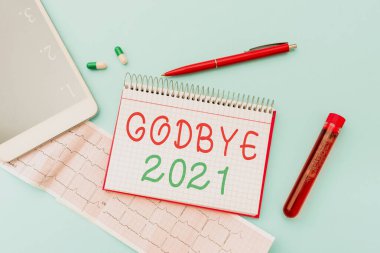 El yazısı Godbye 2021. İş fikri, geçen yılın sonunda ya da sonunda Yeni Virüs Tıp Laboratuvarı 'nda test edilirken iyi dileklerini iletir.