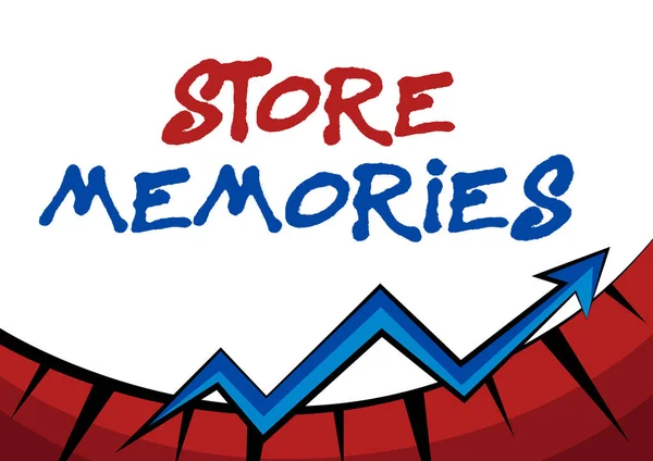 Conceptuele weergave Store Memories. Conceptuele foto een proces van het invoeren en opslaan van eerder verkregen gegevens Abstracte grafiek Vooruitgang presenteren, Vooruitgang boeken en Concept verbeteren — Stockfoto