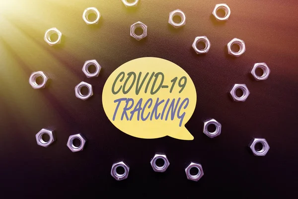 Handstilstext Covid 19 Tracking. Konceptuellt foto Utmärkande process av eventuella infekterade individer Workshop Förbättring Idéer Produktivitet Inspirationer och lösningar — Stockfoto