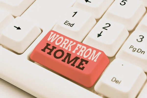 Sign displaying Work From Home. Business idea communicating with the company mainly from home flexibly Typing Program Functional Descriptions, Creating New Email Address — Stock Photo, Image