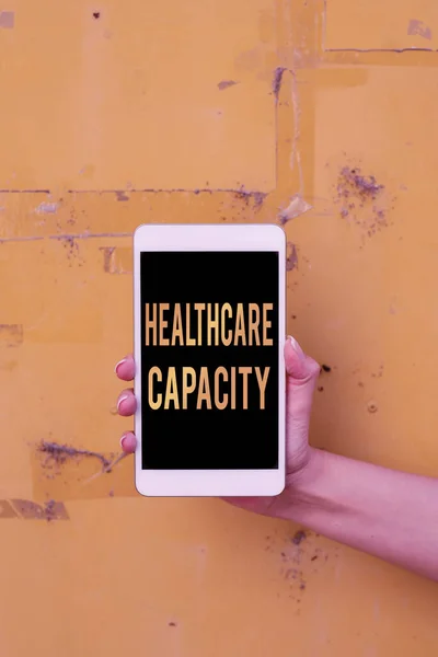 Inspiration showing sign Healthcare Capacity. Conceptual photo maximum amount of patients provided with the right medical service Voice And Video Calling Capabilities Connecting People Together — 图库照片