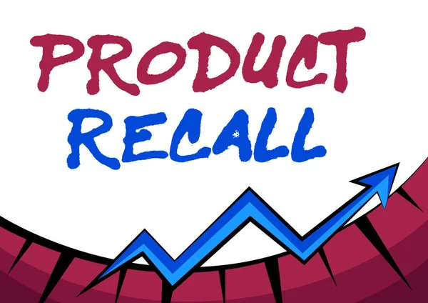 Konceptuell bildtext Product Recall. Word Skrivet på begäran för att returnera eventuella produktfrågor till marknaden Sammanfattning Diagram Presentera framsteg, gå framåt och förbättra konceptet — Stockfoto