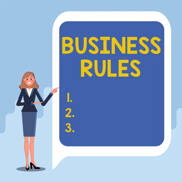 Inspiration showing sign Business Rules. Conceptual photo the principles which determine the corporation s is activities Displaying Important Informations, Presentation Of New Ideas