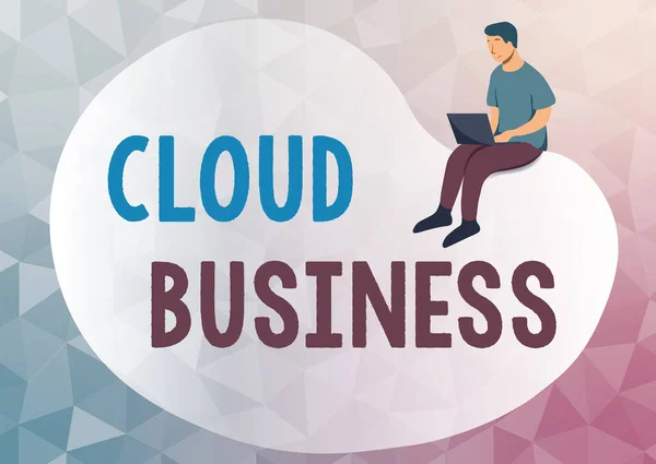 Tekst pisma Cloud Business. Internetowe dostarczanie pomysłów biznesowych usług udostępnianych użytkownikom Abstract Spreading Message Online, Global Connectivity Concept — Zdjęcie stockowe