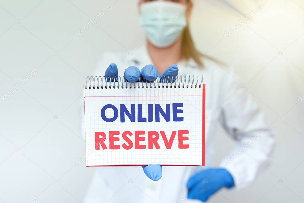 Text caption presenting Online Reserve. Concept meaning enables the customers to book by checking availability Demonstrating Medical Ideas Presenting New Scientific Discovery