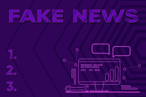 Conceptueel bijschrift Fake News. Woord voor valse informatie gepubliceerd onder het mom van authentiek nieuws Computer Maintenance and Repair Concept, Abstract Communication Technology — Stockfoto