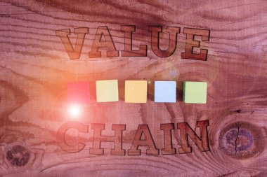 Değer Zinciri işaretini gösteren bir ilham. Kavramsal fotoğraf işi imalat süreci Endüstri Geliştirme Analizi Tamamlanmamış Bir Beyaz Yapboz Deseni Bulmacası