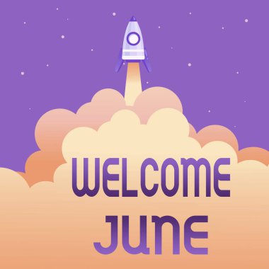 Görüntüleme metni yazılıyor. Hoş geldiniz June. İş Genel Görünümü Takvimi Altıncı Ay İkinci Çeyrek Otuz Gün Üst Düzeye Ulaşan Tebrik, Roket Bilimi Sunumu Tasarımı