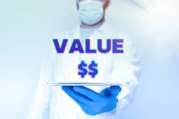 Schreiben mit Textanzeige Value Dolar. Business-Ansatz den Wert des Prozesses ID des derzeit laufenden Prozesses Demonstrating Medical Technology Presenting New Scientific Discovery — Stockfoto