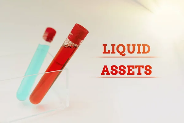 Inspiration showing sign Liquid Assets. Business idea Cash and Bank Balances Market Liquidity Deferred Stock Presenting Medical Samples Laboratory Testing New Virus Medicine